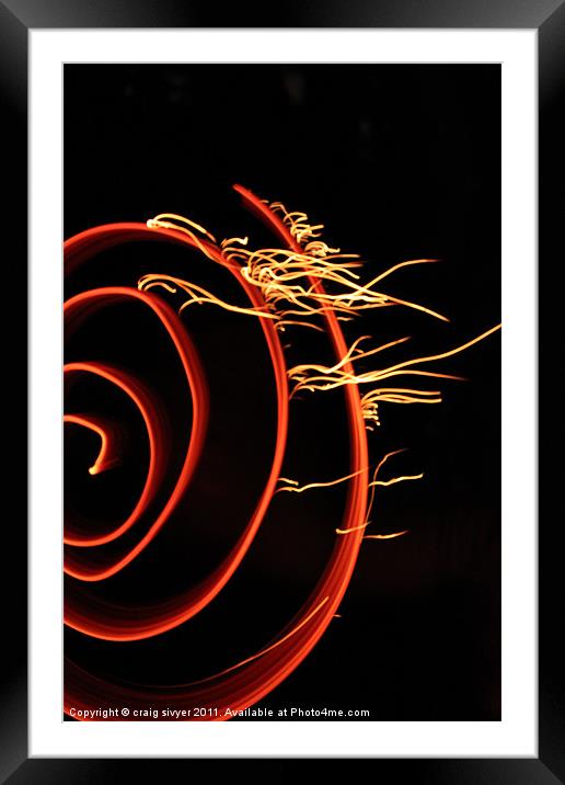 Red Swirl, Fire ribbon Art, fire Framed Mounted Print by craig sivyer