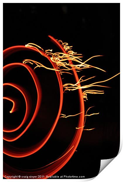 Red Swirl, Fire ribbon Art, fire Print by craig sivyer