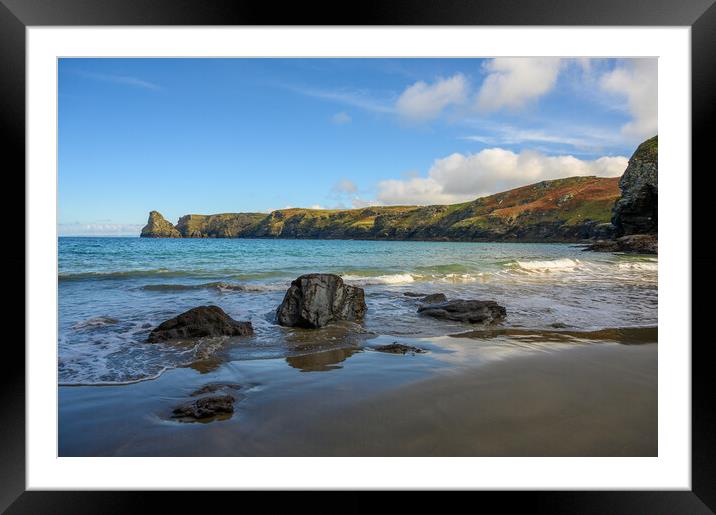 Bossiney Beach in Cornwall Framed Mounted Print by Tracey Turner