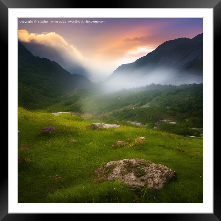 AI Misty Mountain Framed Mounted Print by Stephen Pimm
