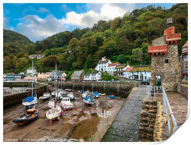 Lynmouth Harbour, North Devon. Print by Chris Rose