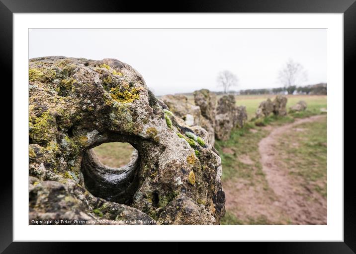 The Rollright Stone Circle On A Misty Winters Day Framed Mounted Print by Peter Greenway