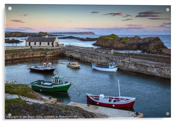 Ballintoy Harbour Acrylic by Jim Monk