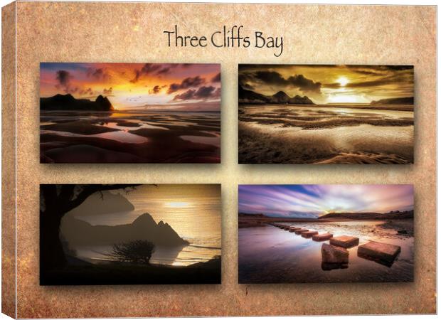 Three Cliffs Bay Canvas Print by Leighton Collins