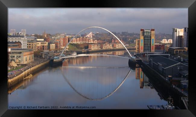 Gateshead Millennium Bridge  Framed Print by Richard Fairbairn