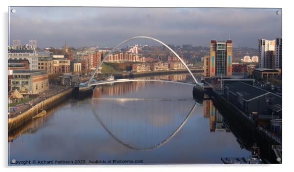 Gateshead Millennium Bridge  Acrylic by Richard Fairbairn