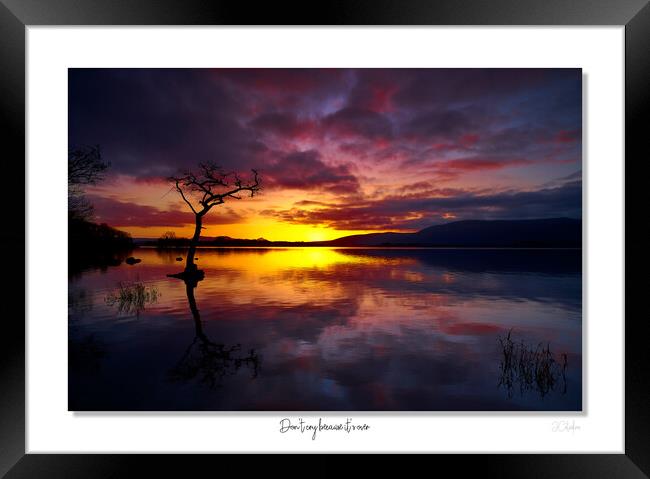 Don't cry because it's over... smile because it happened Framed Print by JC studios LRPS ARPS