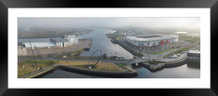 The Riverside and Temenos Sculpture Framed Mounted Print by Apollo Aerial Photography