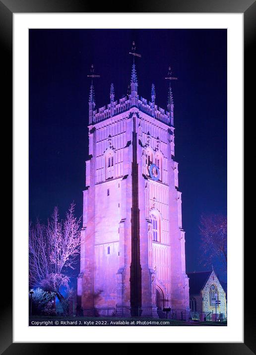 Evesham Bell Tower at Night Framed Mounted Print by Richard J. Kyte