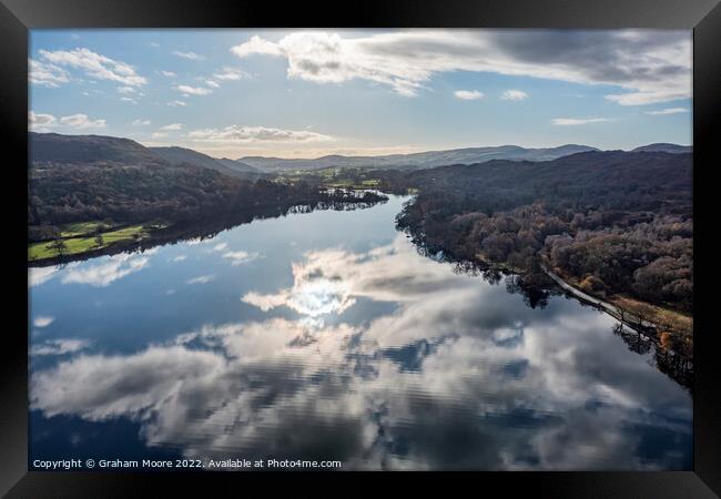 Coniston south end aerial view Framed Print by Graham Moore