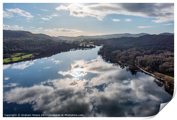 Coniston south end aerial view Print by Graham Moore