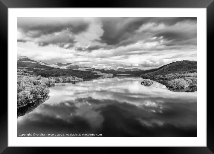 Coniston looking north monochrome Framed Mounted Print by Graham Moore