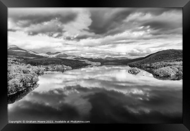 Coniston looking north monochrome Framed Print by Graham Moore