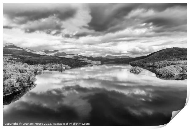 Coniston looking north monochrome Print by Graham Moore