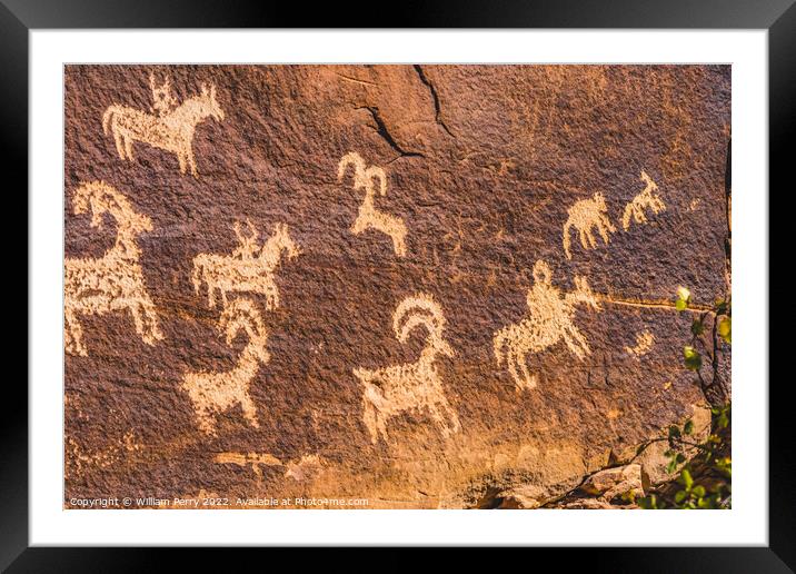 Ute Indian Petroglyphs Delicate Arch Arches National Park Moab U Framed Mounted Print by William Perry