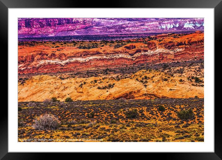Painted Desert Red Moab Fault Arches National Park Moab Utah  Framed Mounted Print by William Perry