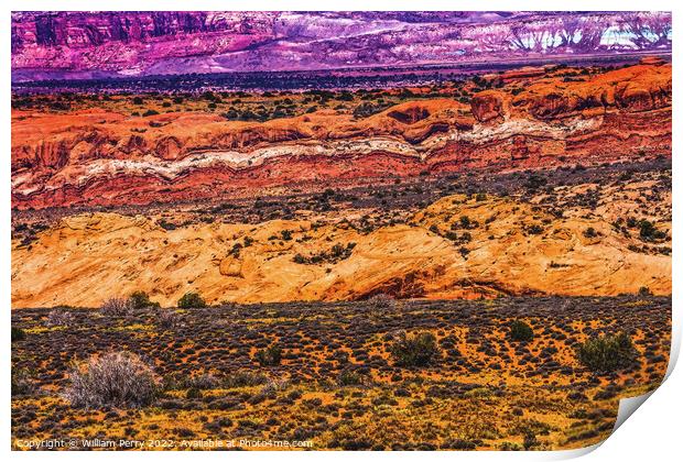 Painted Desert Red Moab Fault Arches National Park Moab Utah  Print by William Perry