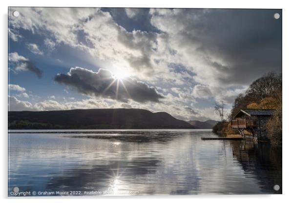 Ullswater boathouse with sun flare Acrylic by Graham Moore