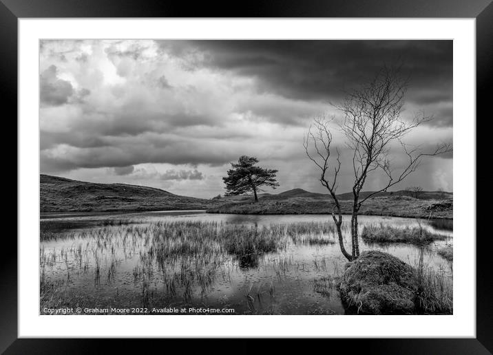 Kelly Hall Tarn monochrome Framed Mounted Print by Graham Moore