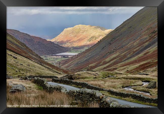 Kirkstone Pass looking north Framed Print by Graham Moore