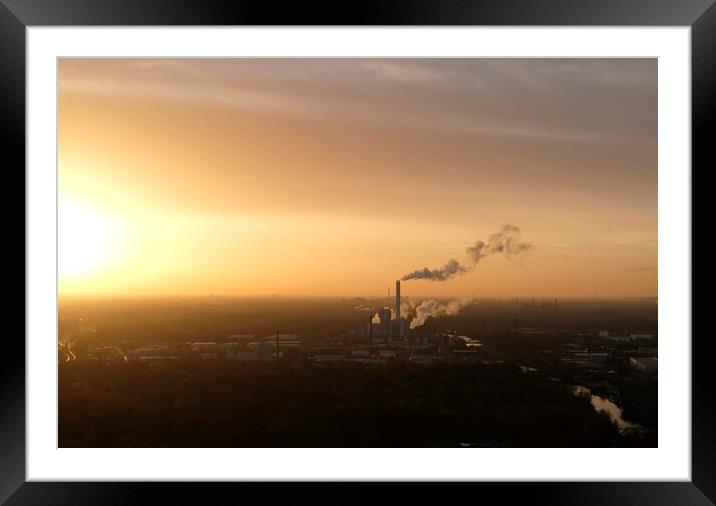 Sunset in the Ruhr region, Germany's main industrial area Framed Mounted Print by Lensw0rld 