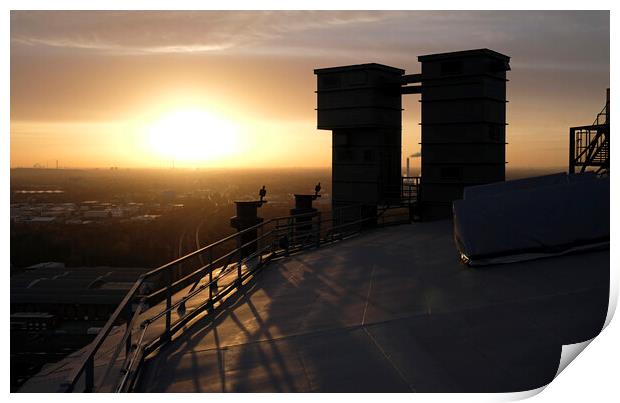 Roof top view of a sunset in the industrial heartland of Germany Print by Lensw0rld 