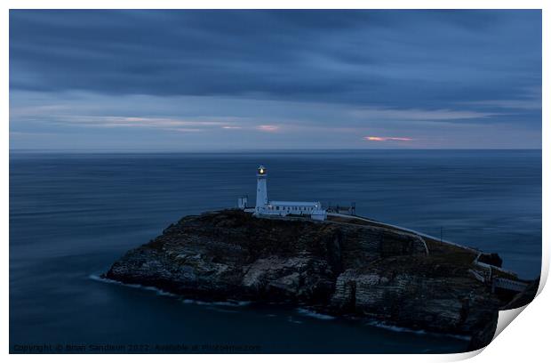 South Stack Lighthouse Night Print by Brian Sandison