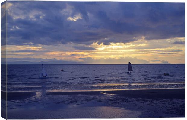 Prestwick beach view at sunset Canvas Print by Allan Durward Photography
