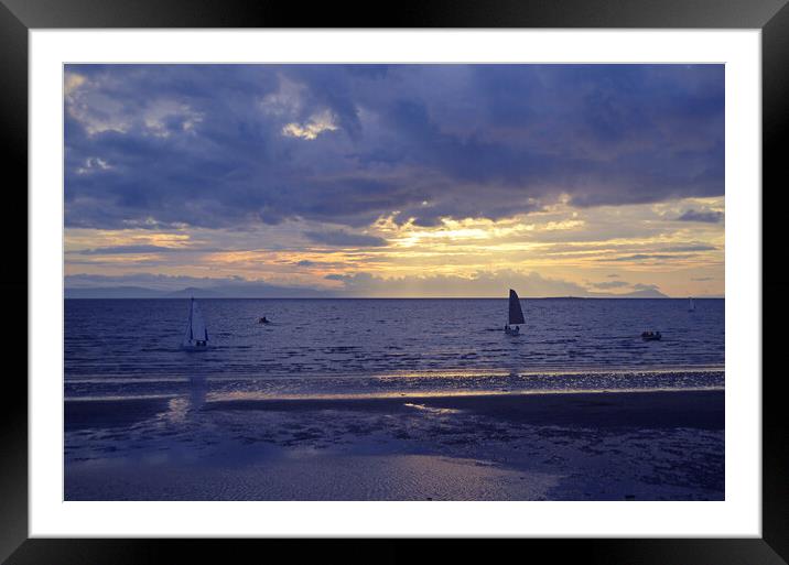 Prestwick beach view at sunset Framed Mounted Print by Allan Durward Photography