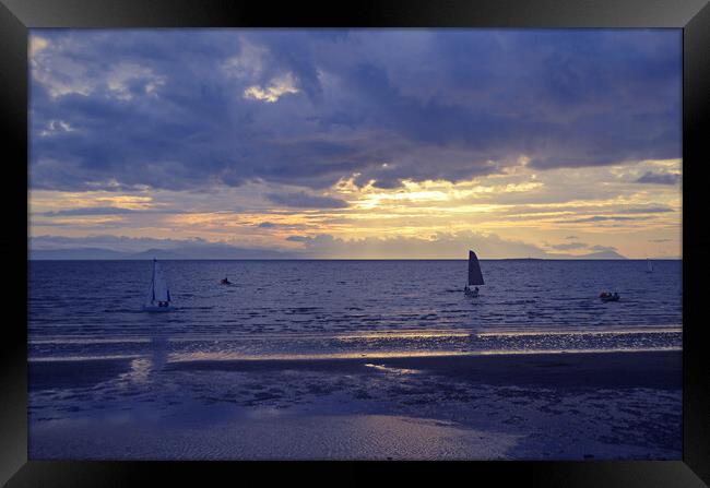 Prestwick beach view at sunset Framed Print by Allan Durward Photography