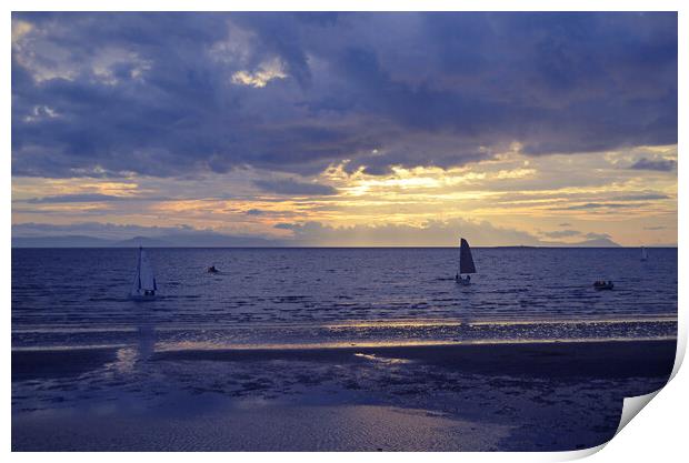 Prestwick beach view at sunset Print by Allan Durward Photography