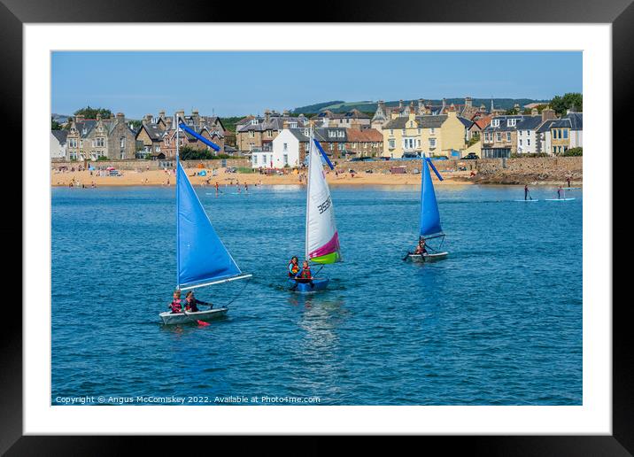 Dinghy sailing Elie harbour, East Neuk of Fife #2 Framed Mounted Print by Angus McComiskey