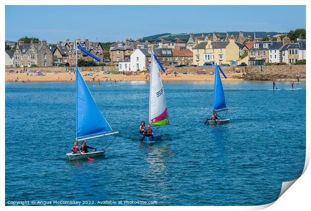 Dinghy sailing Elie harbour, East Neuk of Fife #2 Print by Angus McComiskey