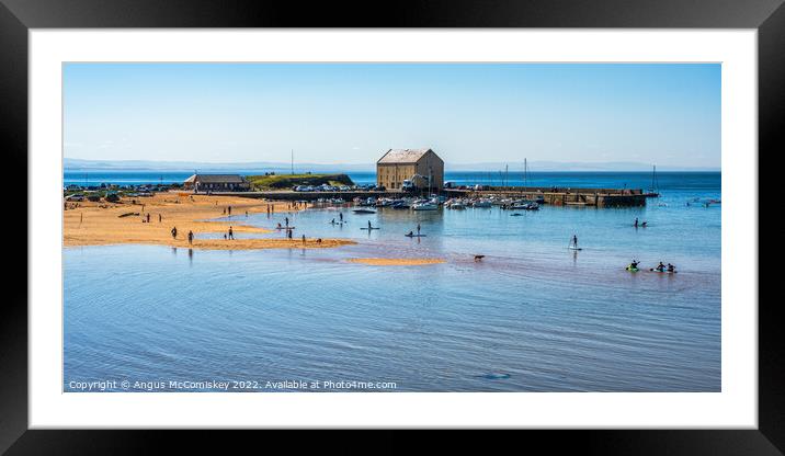 Panoramic view of Elie harbour and marina Framed Mounted Print by Angus McComiskey
