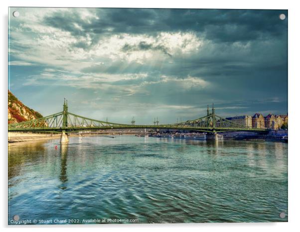 Bridge over the river Danube at Budapest Acrylic by Travel and Pixels 