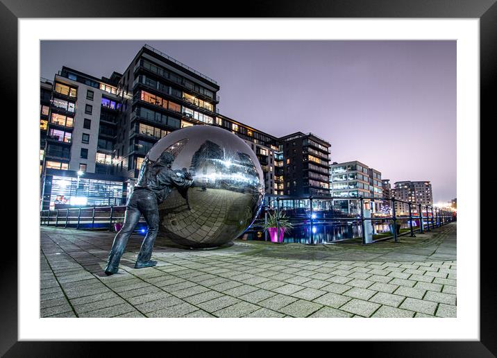 Leeds Dock Statue Framed Mounted Print by Apollo Aerial Photography