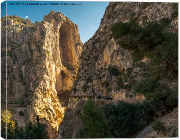 Sunlit Caminito Del Rey Gorge Canvas Print by Jo Sowden