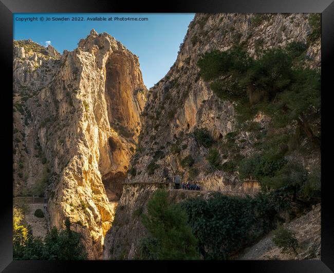 Sunlit Caminito Del Rey Gorge Framed Print by Jo Sowden