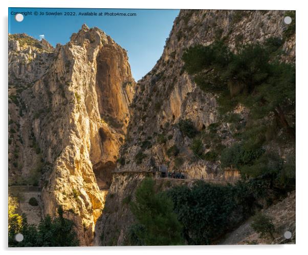 Sunlit Caminito Del Rey Gorge Acrylic by Jo Sowden