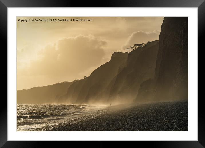 Stormy Budleigh Salterton Framed Mounted Print by Jo Sowden