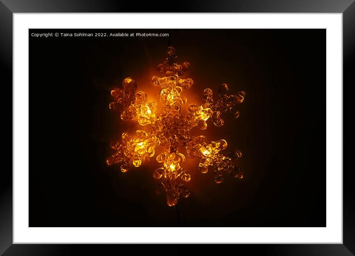 Illuminated Golden Christmas Light in Shape of Sno Framed Mounted Print by Taina Sohlman