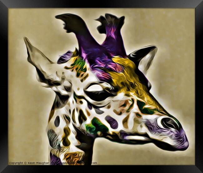 Majestic Giraffe in Art Deco Style Framed Print by Kevin Maughan