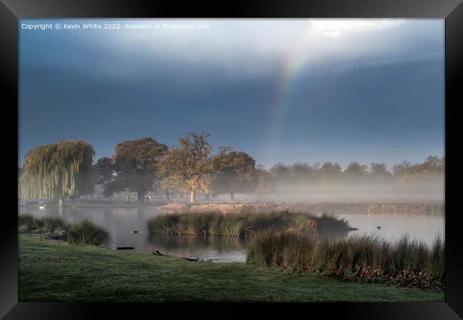 Rainbow magic in Surrey Framed Print by Kevin White