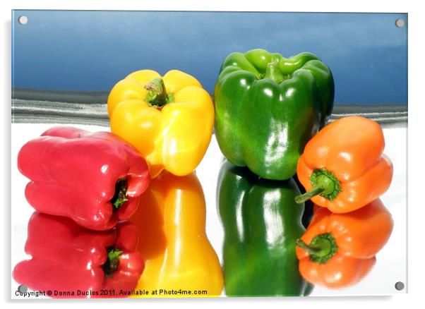Colorful Peppers Acrylic by Donna Duclos