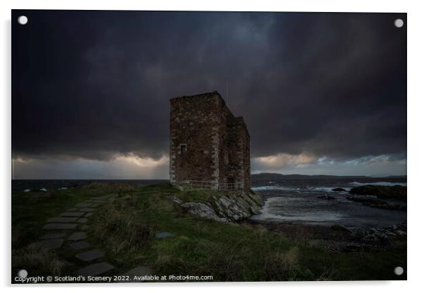 Portencross castle Acrylic by Scotland's Scenery