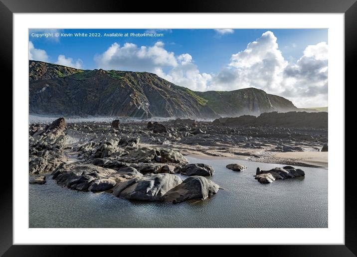 Bright November day at Sandymouth Bay Cornwall Framed Mounted Print by Kevin White