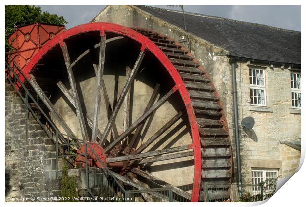Foster Beck Water Mill  With it's Original Wooden Water Wheel. Print by Steve Gill