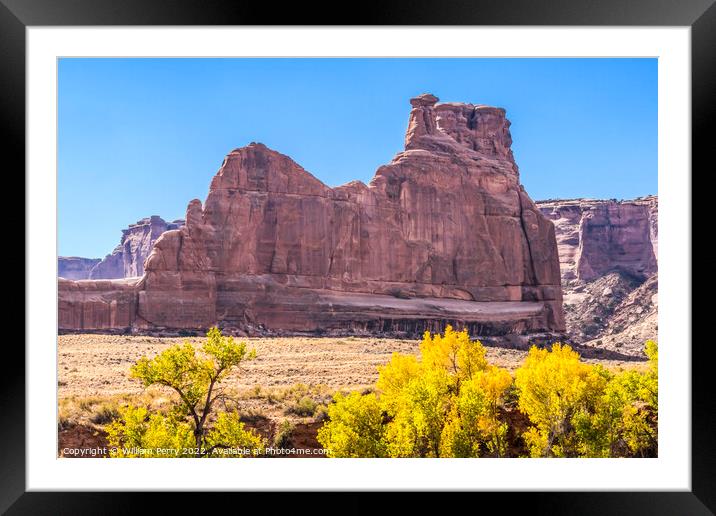 Autumn Tower Babel Rock Formation Arches National Park Moab Utah Framed Mounted Print by William Perry