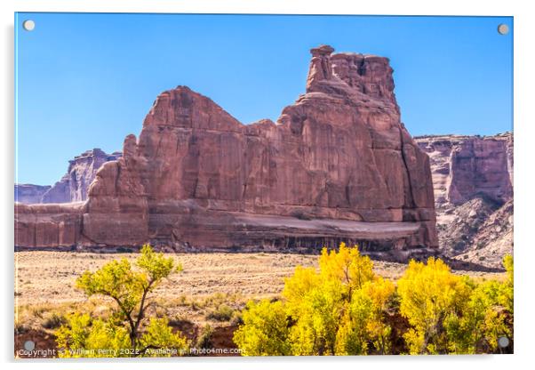 Autumn Tower Babel Rock Formation Arches National Park Moab Utah Acrylic by William Perry