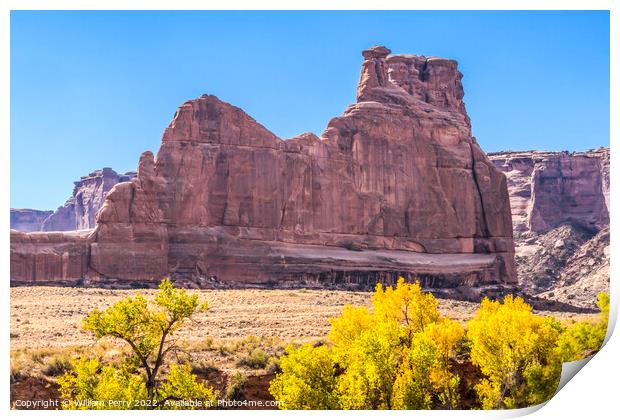 Autumn Tower Babel Rock Formation Arches National Park Moab Utah Print by William Perry